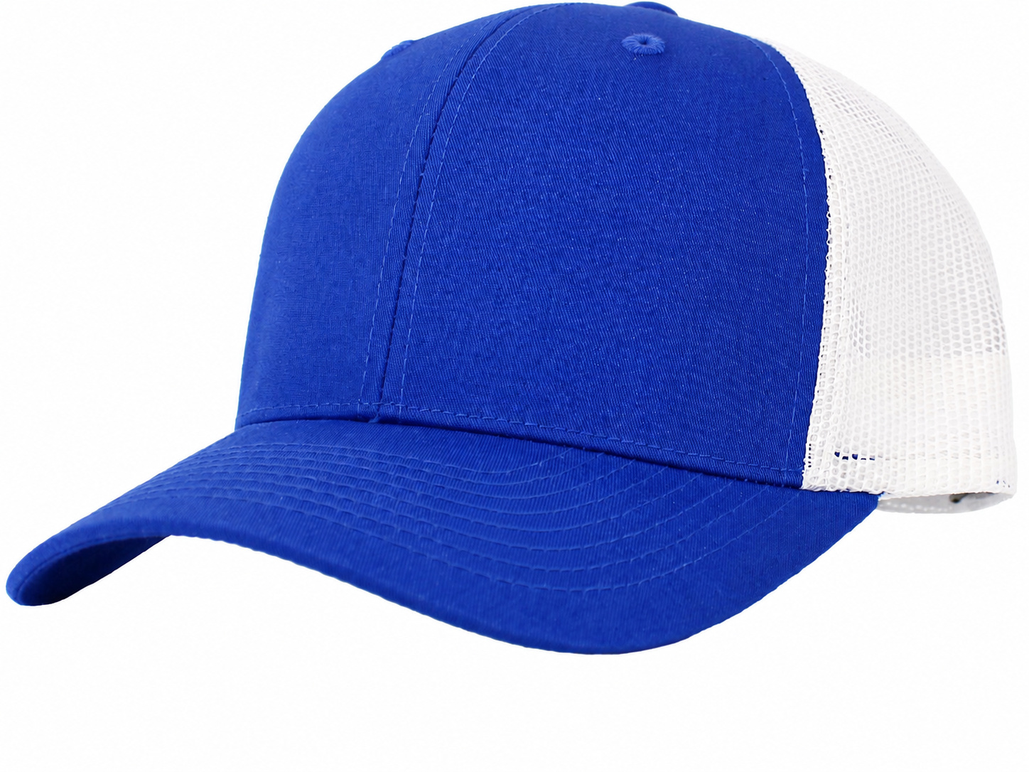 Royal Blue / White 6-panel mesh trucker front view